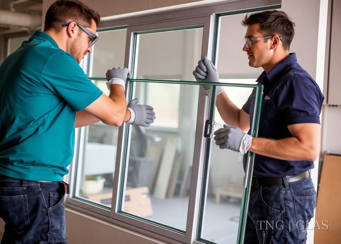 Vakman van TNG Glas werkt de glaslatten netjes af na plaatsing van nieuw glas